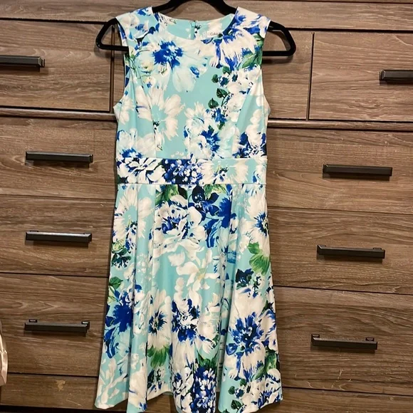 calvin klein blue and white floral dress Sassy Shortcake Floral Cove Dress